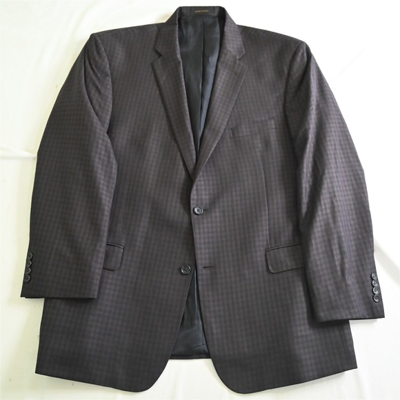 Jos A Bank Reserve 46L‎ Gingham Check Silk Wool Mens Sport Coat Suit Jacket